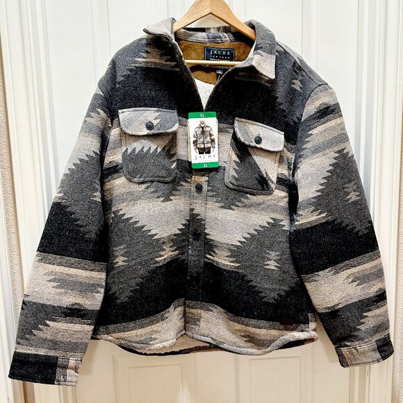 Jachs New York Men's Wool Blend Sherpa Lined Jacket XL Gray Aztec Western NEW - Picture 16 of 16